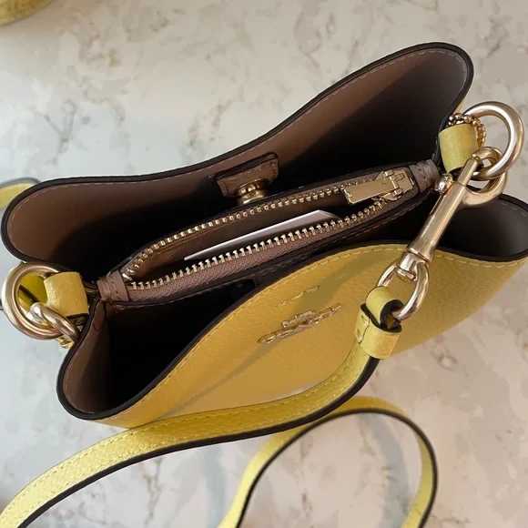 Coach Yellow Mini Bucket Crossbody Bag GH - Picture 4 of 9